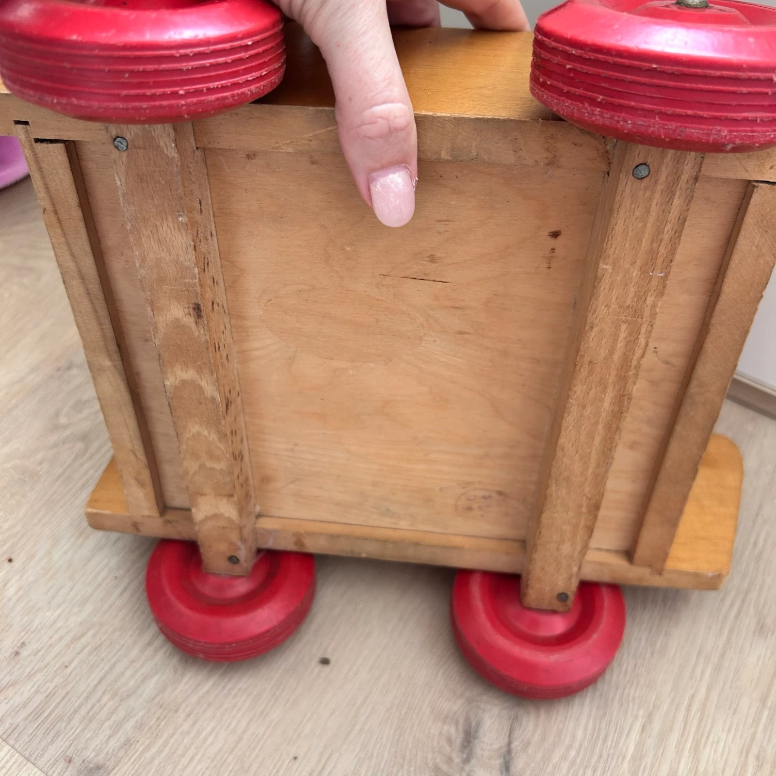 Vintage houten blokkenkar met veel houten blokken – complete set – photo 8